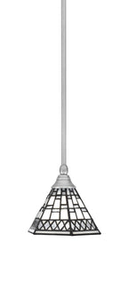 Any One Light Mini Pendant in Brushed Nickel with 7" Pewter Art Glass Shade