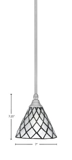 Any One Light Mini Pendant in Brushed Nickel with 7" Diamond Ice Art Glass Shade