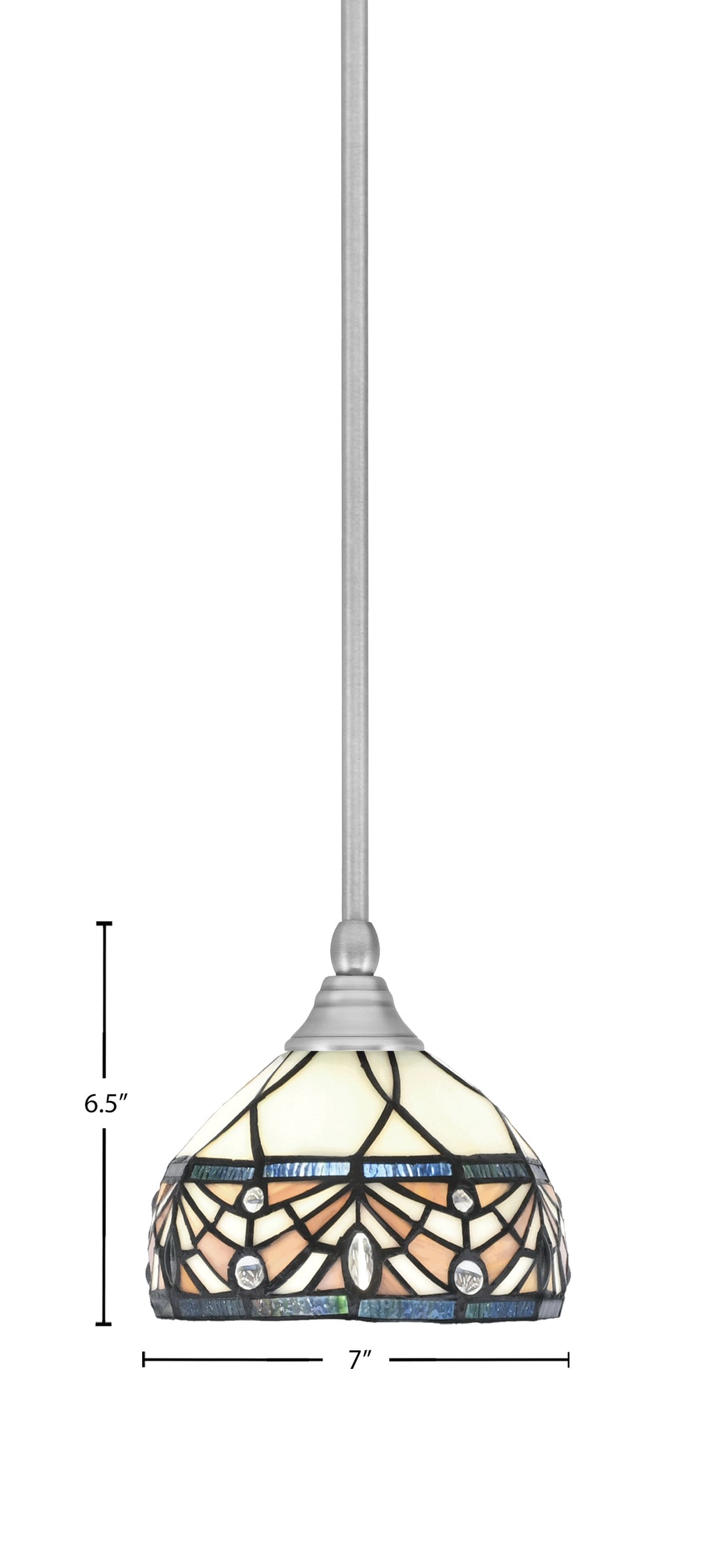 Any One Light Mini Pendant in Brushed Nickel with 7'' Royal Merlot Art Glass Shade