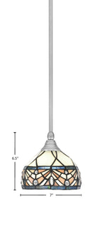 Any One Light Mini Pendant in Brushed Nickel with 7'' Royal Merlot Art Glass Shade