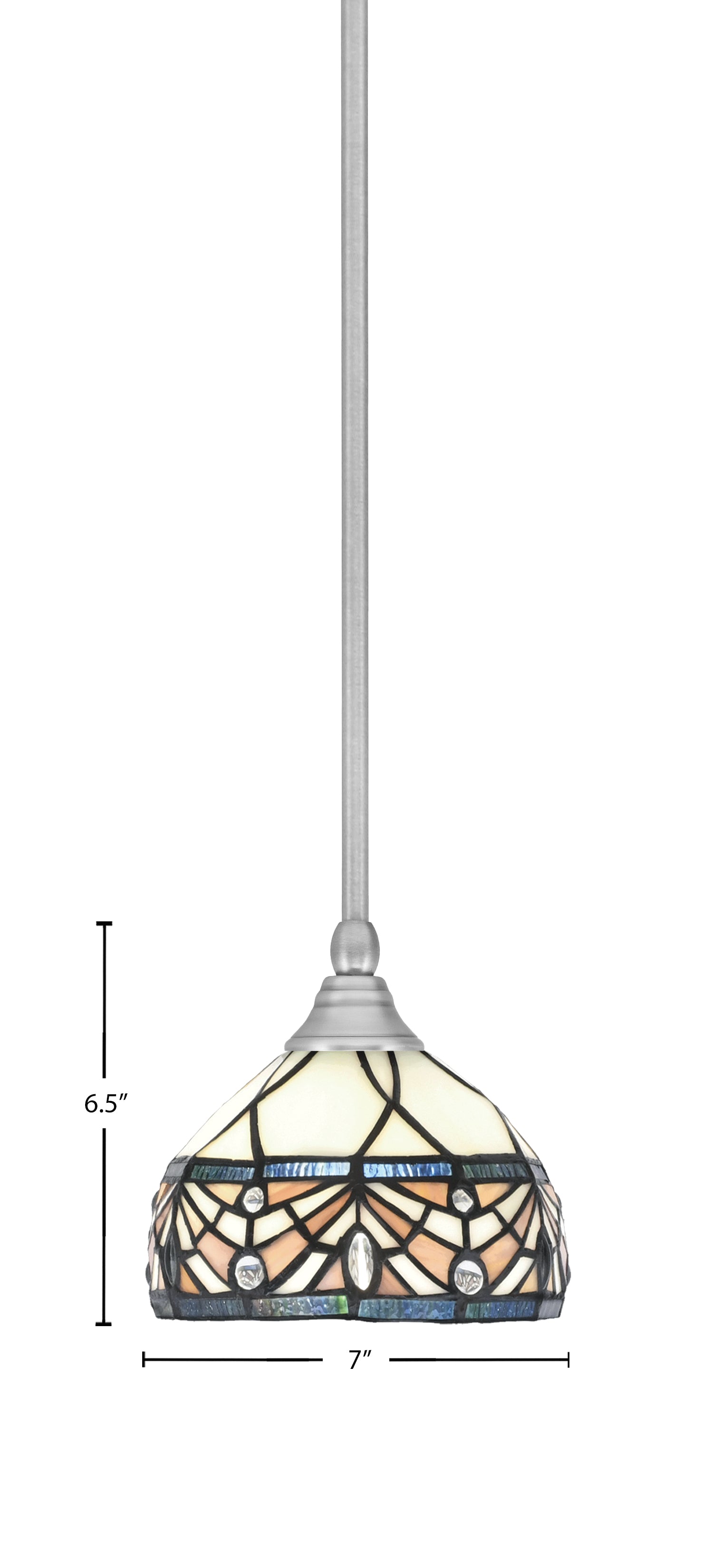 Any One Light Mini Pendant in Brushed Nickel with 7'' Royal Merlot Art Glass Shade