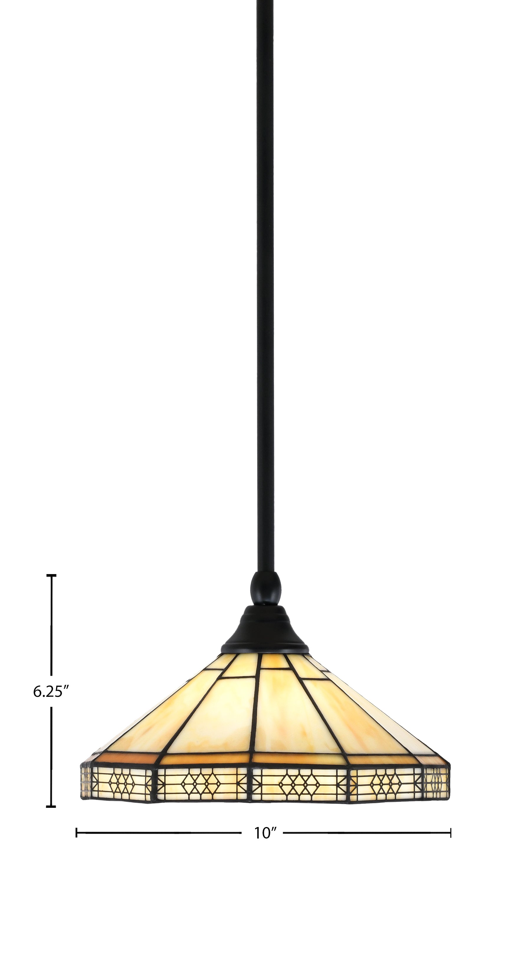 Any One Light Mini Pendant in Matte Black with 10" Mission Art Glass Shade