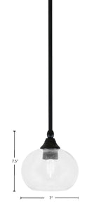 Stem One Light Mini Pendant in Matte Black with 7" Clear Bubble Shade