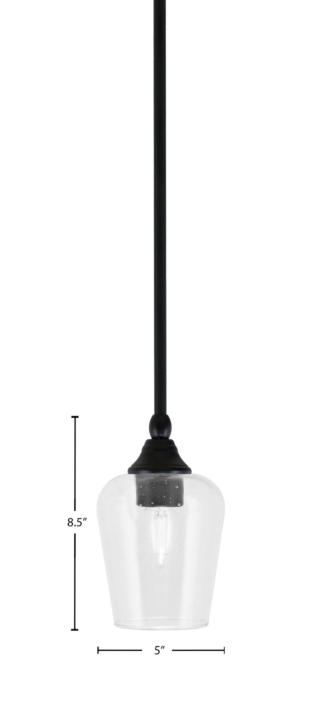 Stem One Light Mini Pendant in Matte Black with 5" Clear Bubble Shade