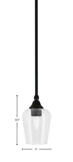 Stem One Light Mini Pendant in Matte Black with 5" Clear Bubble Shade