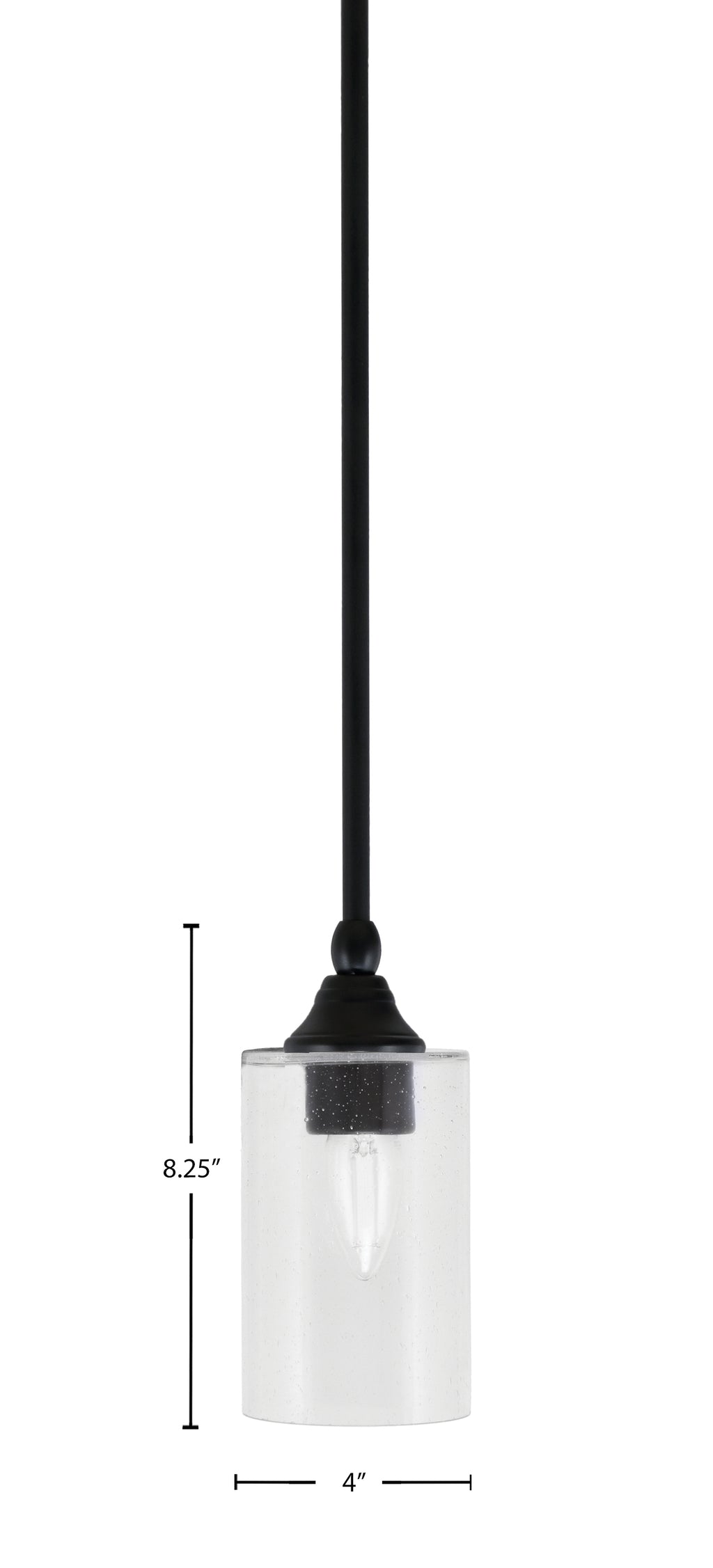 Stem One Light Mini Pendant in Matte Black with 4" Clear Bubble Shade