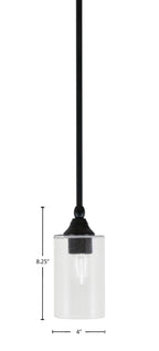 Stem One Light Mini Pendant in Matte Black with 4" Clear Bubble Shade