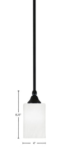 Stem One Light Mini Pendant in Matte Black with 4" White Marble Shade