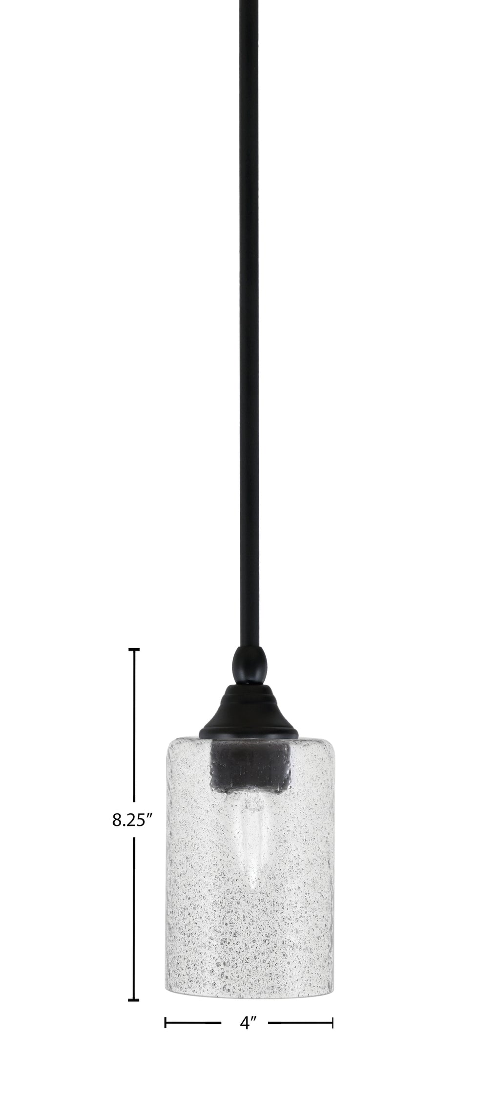 Stem One Light Mini Pendant in Matte Black with 4" Smoke Bubble Shade