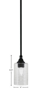Stem One Light Mini Pendant in Matte Black with 4" Smoke Bubble Shade