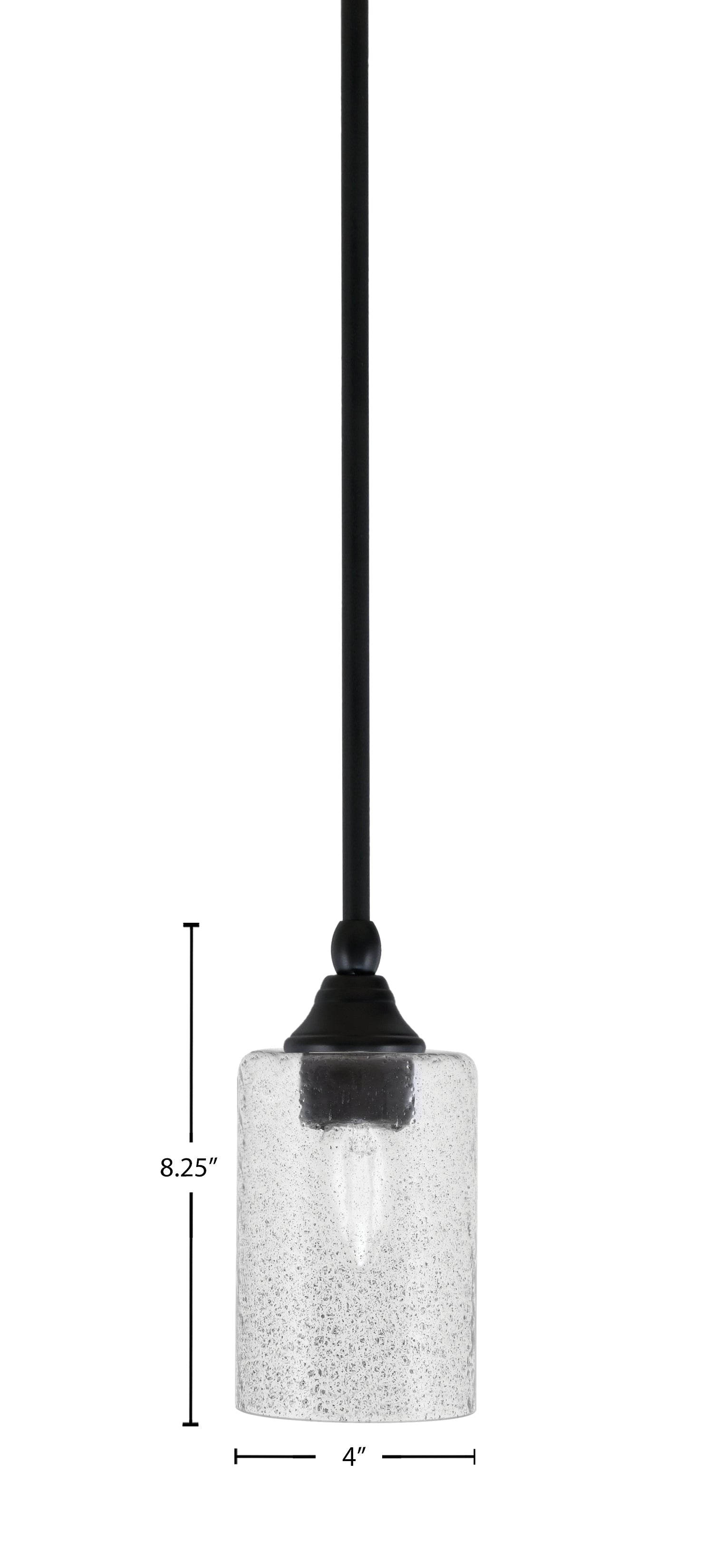 Stem One Light Mini Pendant in Matte Black with 4" Smoke Bubble Shade