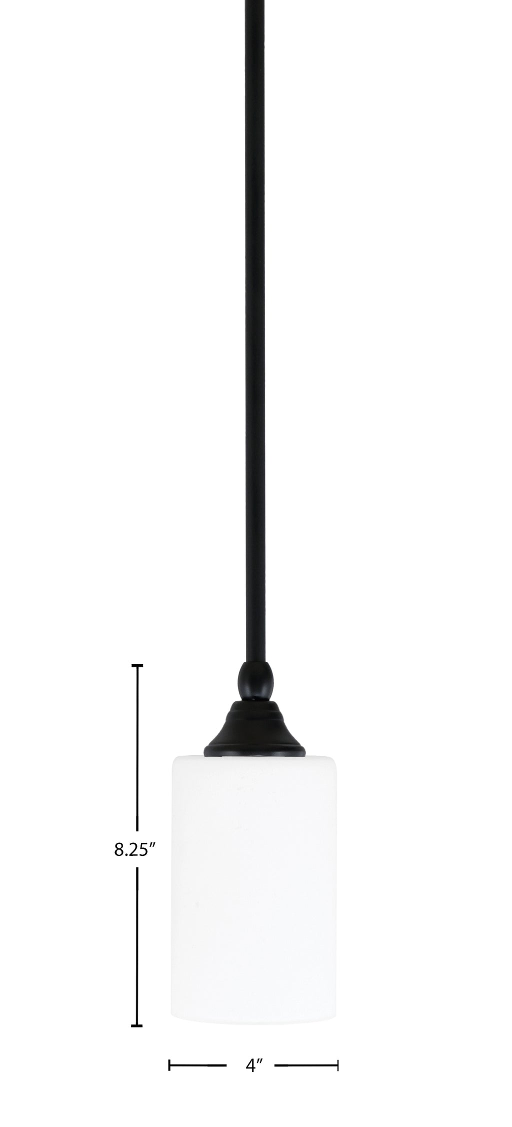 Stem One Light Mini Pendant in Matte Black with 4" White Muslin Shade