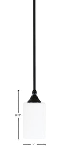 Stem One Light Mini Pendant in Matte Black with 4" White Muslin Shade