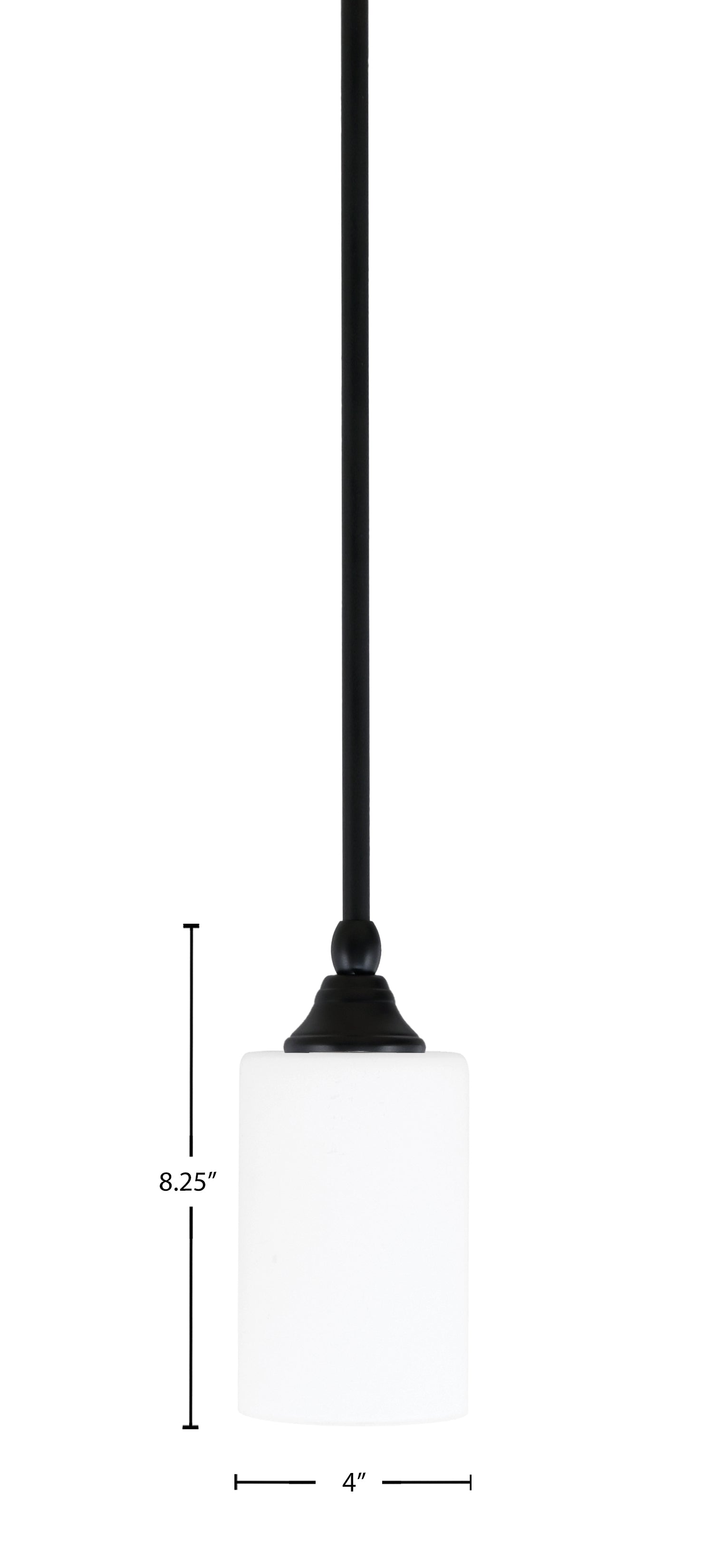 Stem One Light Mini Pendant in Matte Black with 4" White Muslin Shade