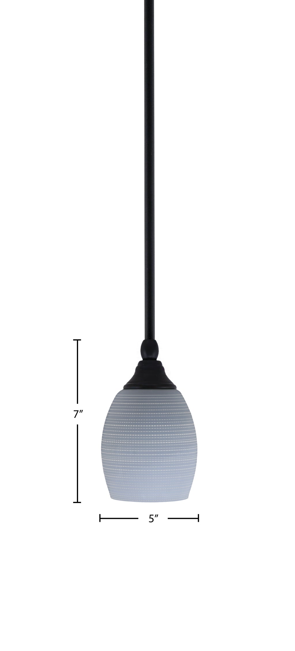 Stem One Light Mini Pendant in Matte Black with 5" Gray Matrix Glass Shade