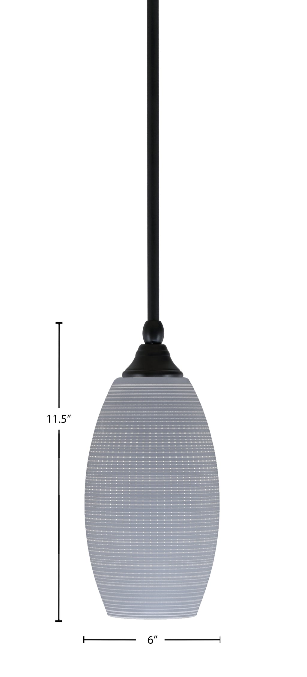 Any One Light Mini Pendant in Matte Black with 5.5" Gray Matrix Shade