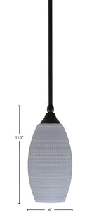Any One Light Mini Pendant in Matte Black with 5.5" Gray Matrix Shade