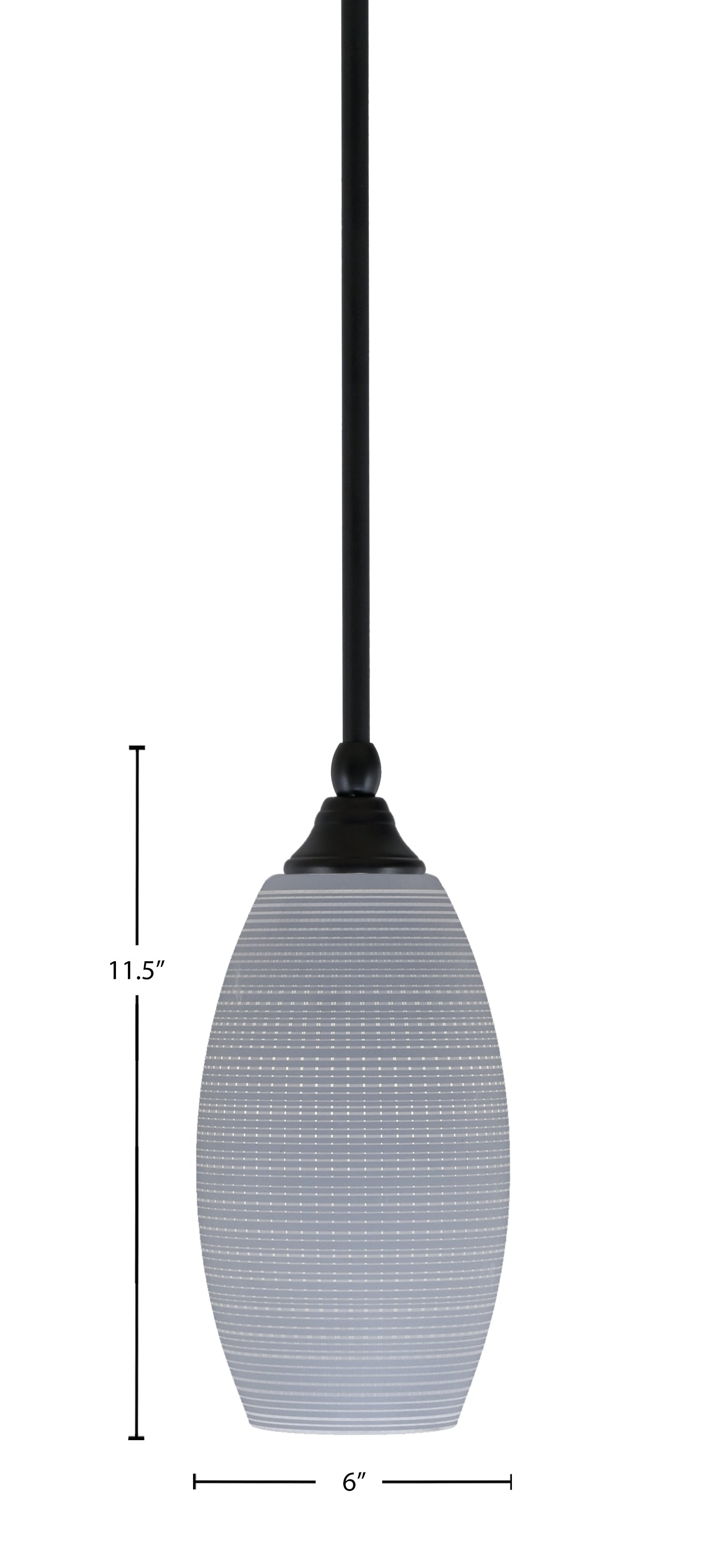 Any One Light Mini Pendant in Matte Black with 5.5" Gray Matrix Shade