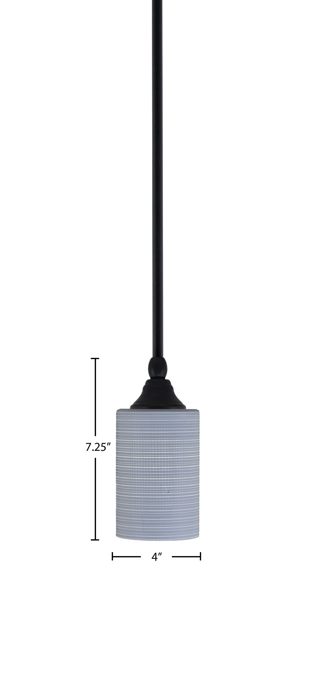 Stem One Light Mini Pendant in Matte Black with 4" Gray Matrix Glass Shade