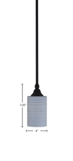 Stem One Light Mini Pendant in Matte Black with 4" Gray Matrix Glass Shade