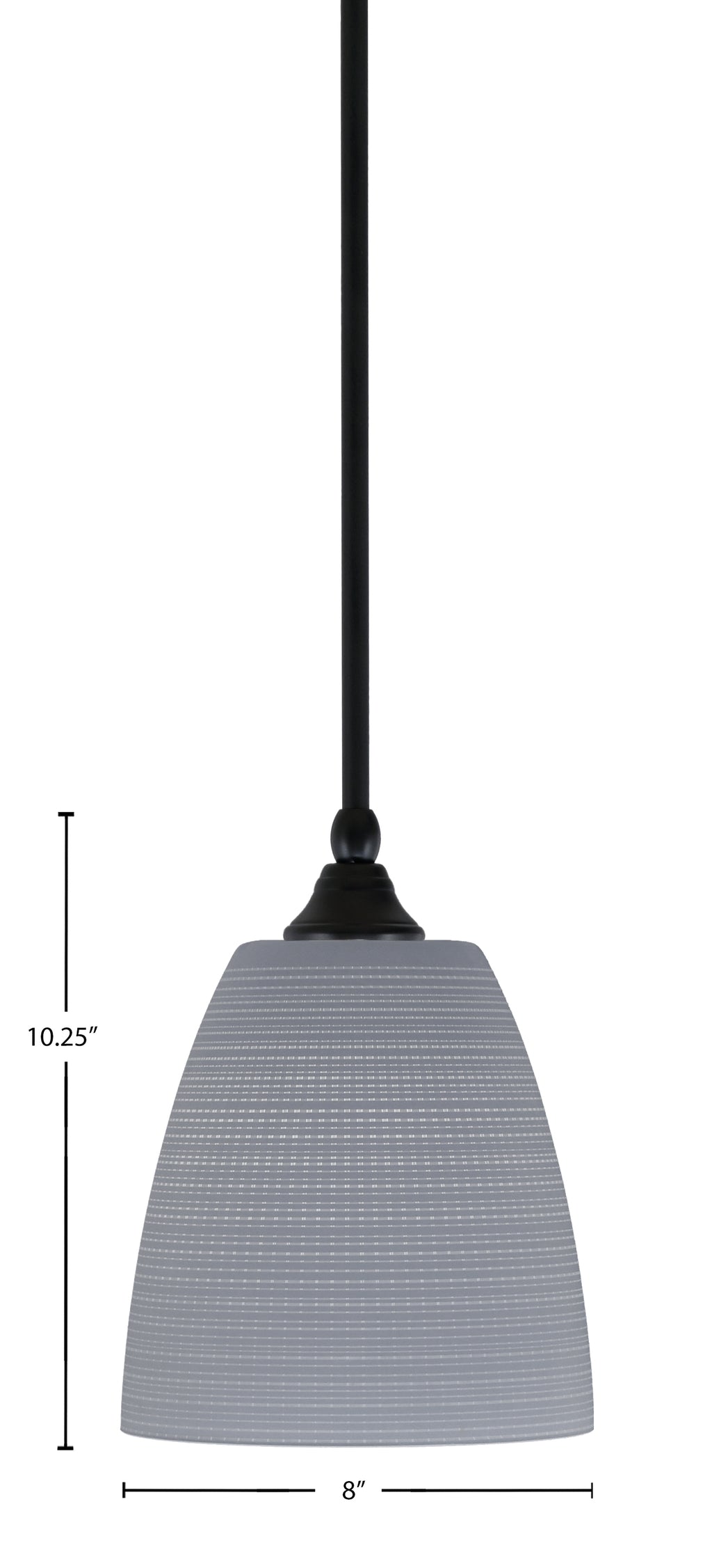 Any One Light Mini Pendant in Matte Black with 8" Gray Matrix Shade