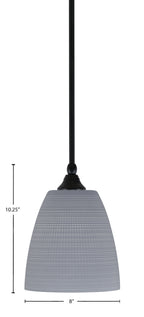 Any One Light Mini Pendant in Matte Black with 8" Gray Matrix Shade