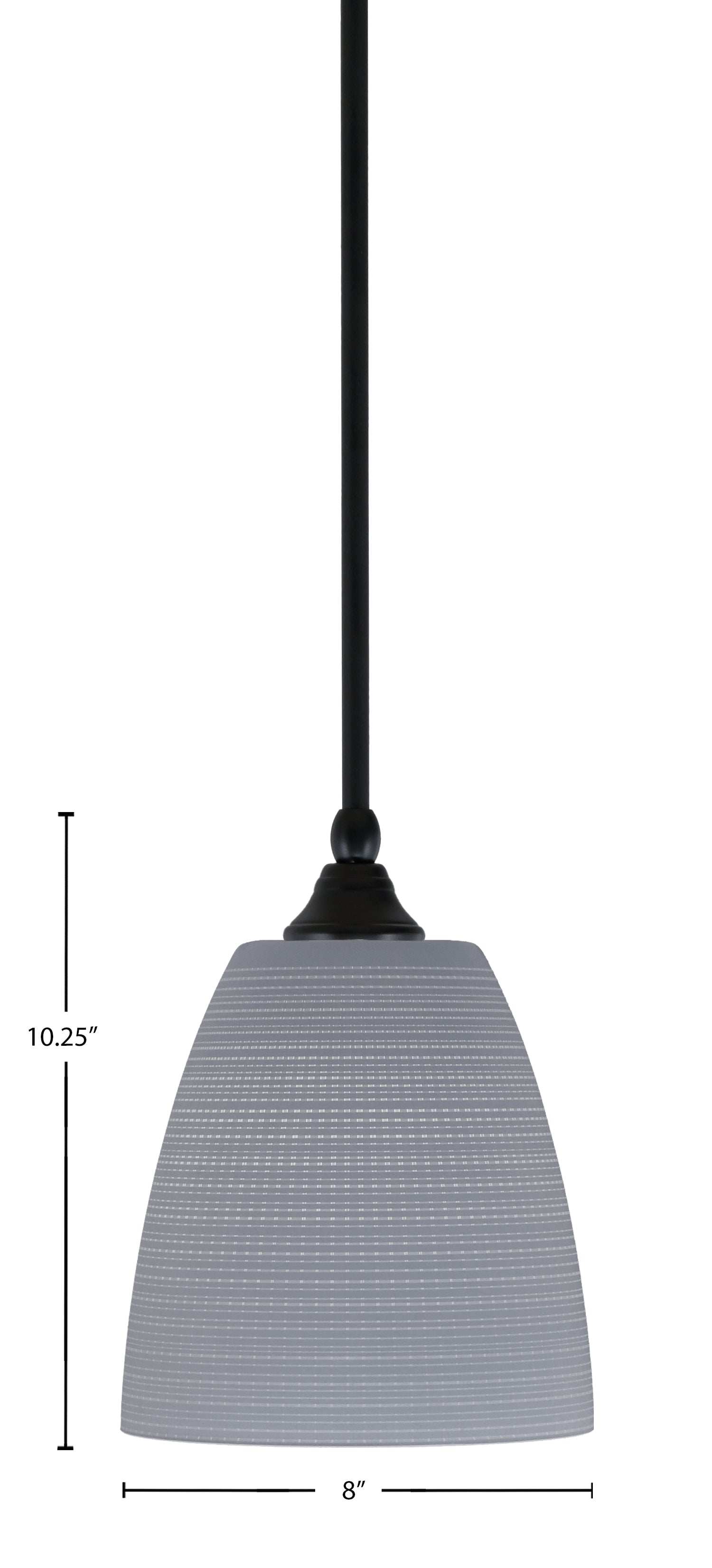 Any One Light Mini Pendant in Matte Black with 8" Gray Matrix Shade