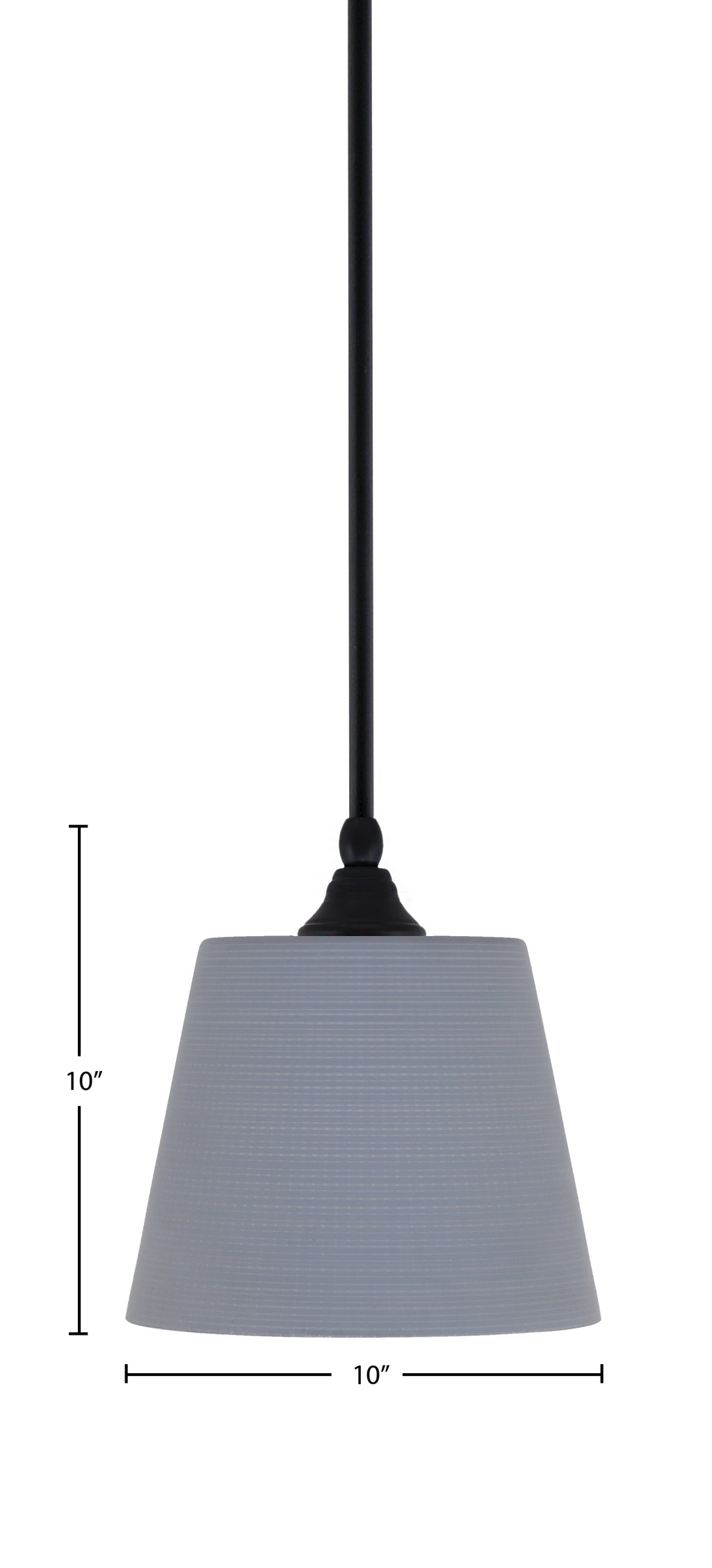 Stem One Light Mini Pendant in Matte Black with 10" Gray Matrix Glass Shade