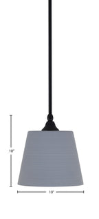 Stem One Light Mini Pendant in Matte Black with 10" Gray Matrix Glass Shade