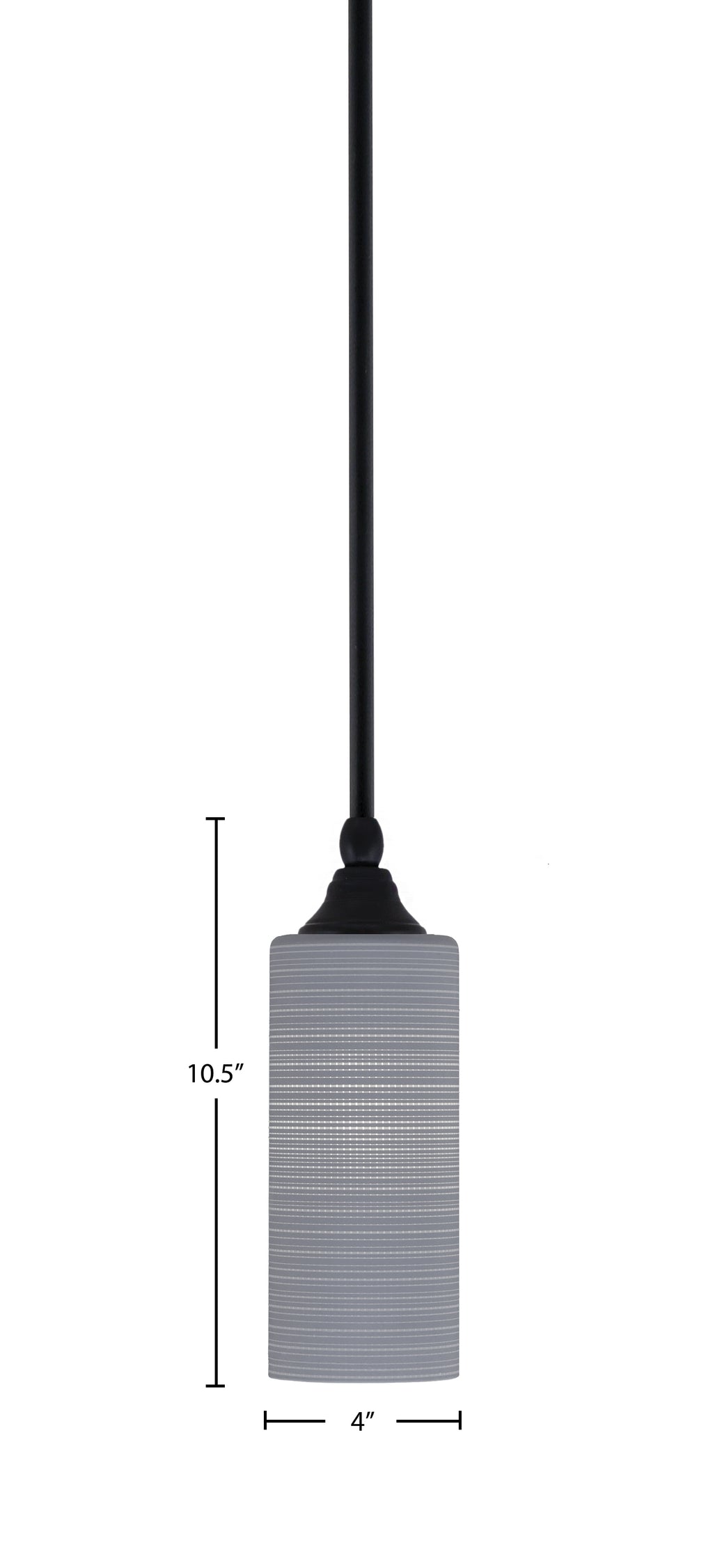 Stem One Light Mini Pendant in Matte Black with 4" Gray Matrix Glass Shade