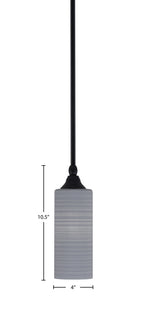 Stem One Light Mini Pendant in Matte Black with 4" Gray Matrix Glass Shade