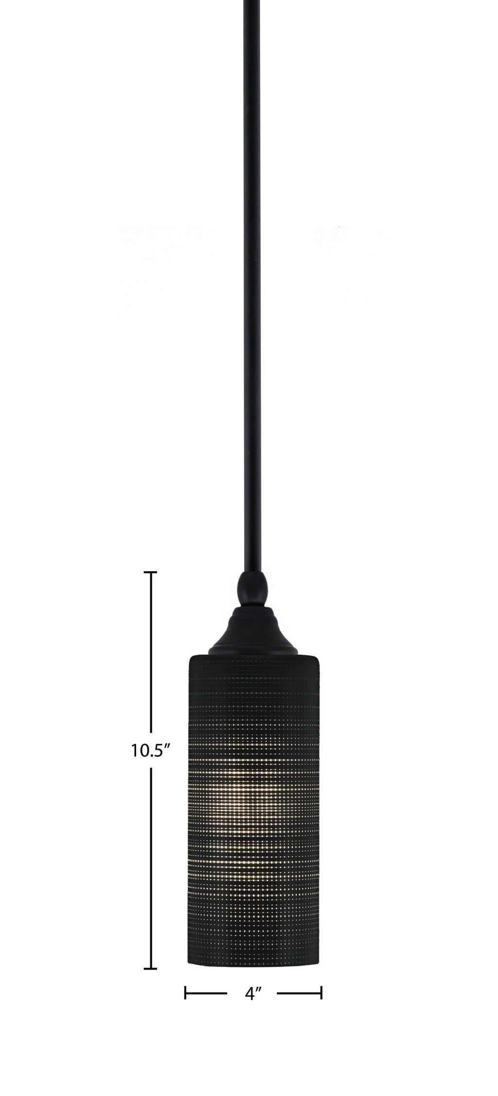 Stem One Light Mini Pendant in Matte Black with 4" Black Matrix Glass Shade