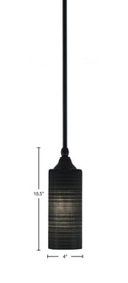 Stem One Light Mini Pendant in Matte Black with 4" Black Matrix Glass Shade