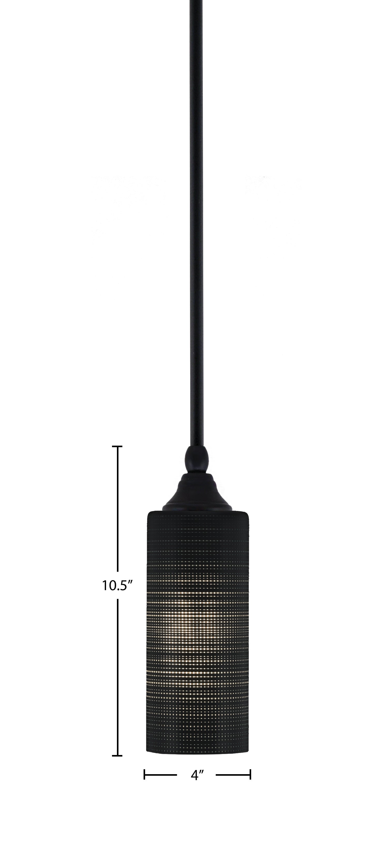 Stem One Light Mini Pendant in Matte Black with 4" Black Matrix Glass Shade
