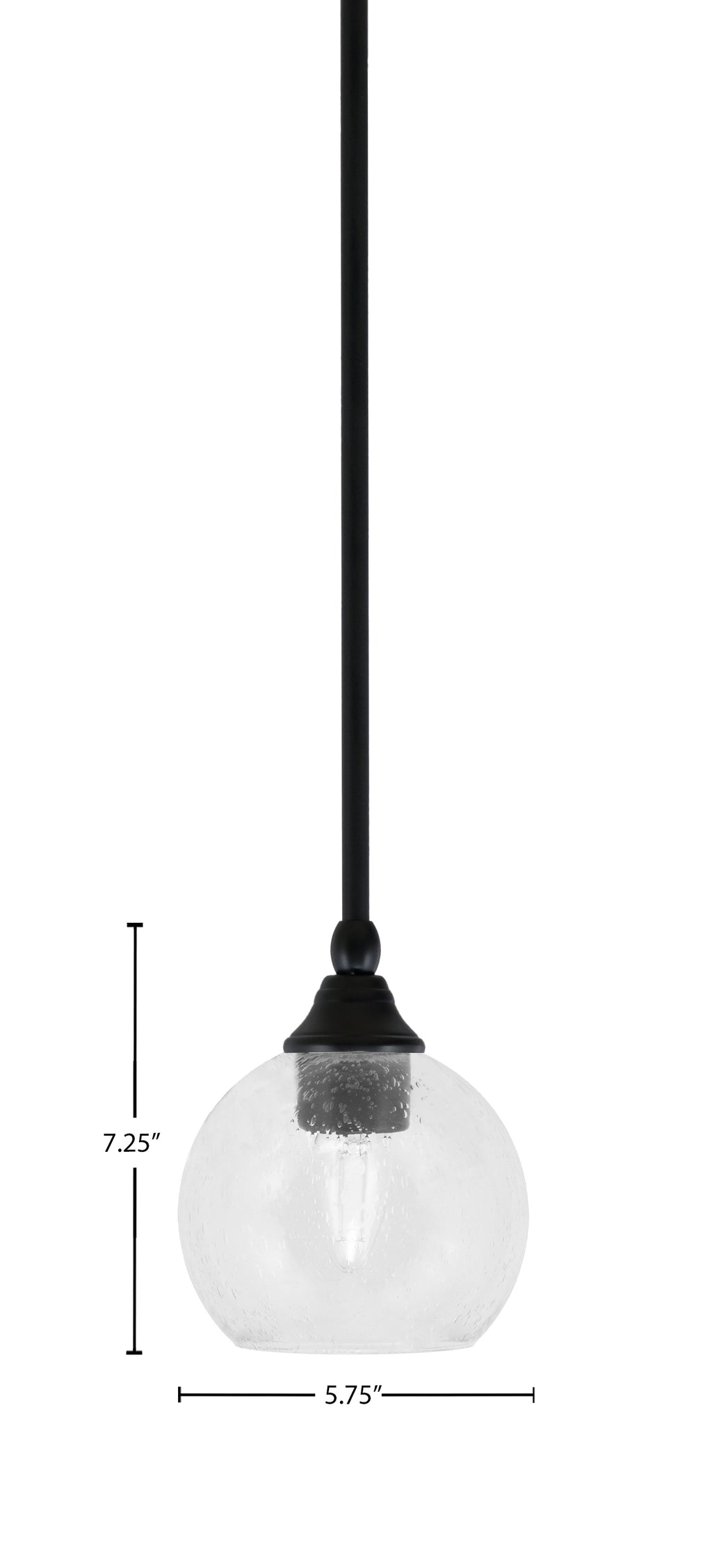 Stem One Light Mini Pendant in Matte Black with 5.75" Clear Bubble Shade