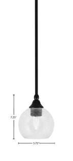 Stem One Light Mini Pendant in Matte Black with 5.75" Clear Bubble Shade
