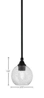 Stem One Light Mini Pendant in Matte Black with 5.75" Smoke Bubble Shade