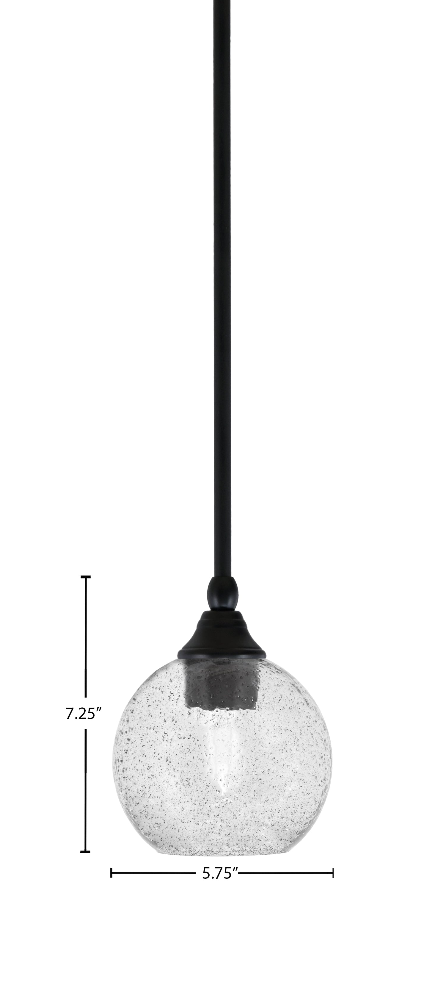 Stem One Light Mini Pendant in Matte Black with 5.75" Smoke Bubble Shade