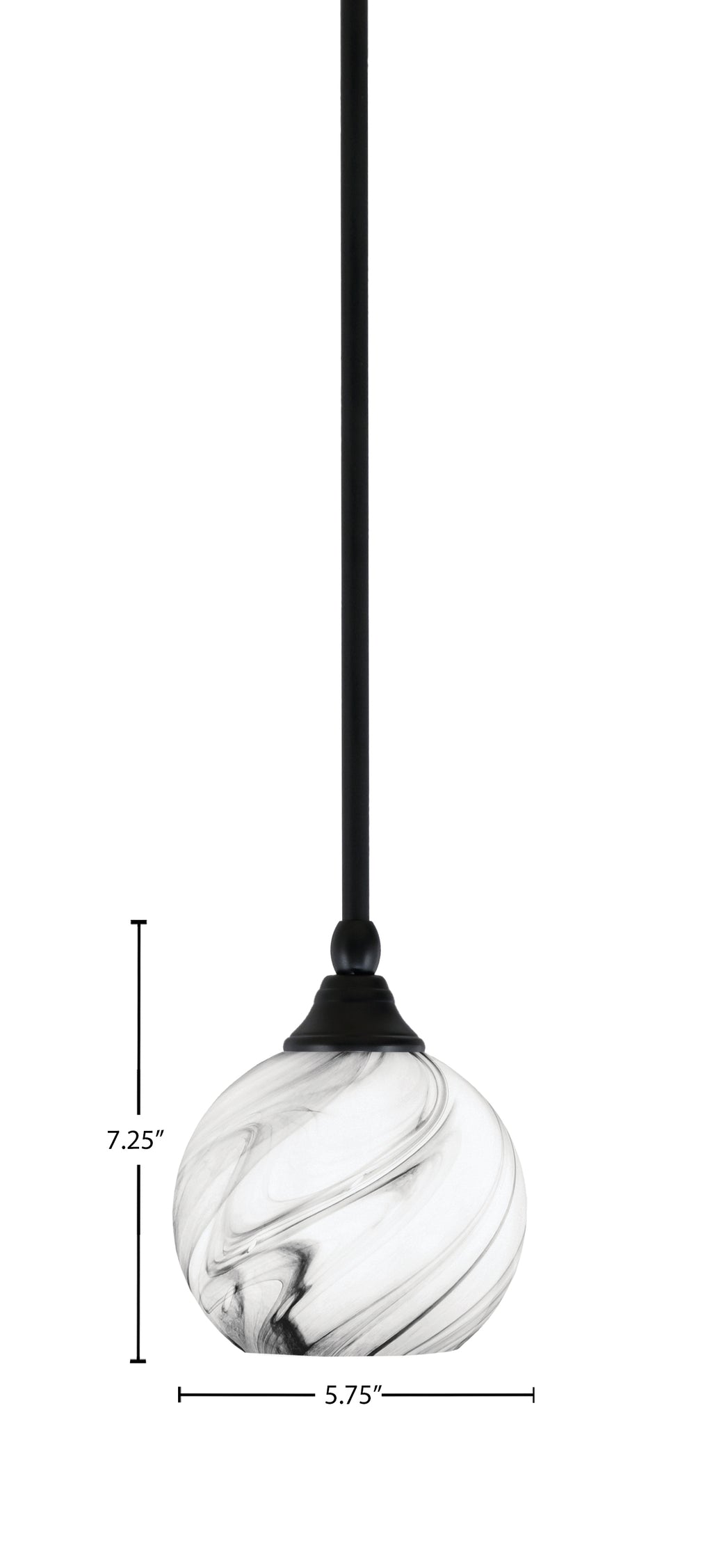 Stem One Light Mini Pendant in Matte Black with 5.75" Onyx Swirl Shade