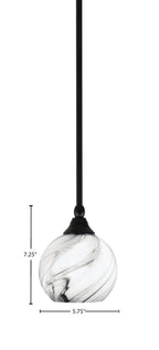 Stem One Light Mini Pendant in Matte Black with 5.75" Onyx Swirl Shade