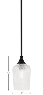 Stem One Light Mini Pendant in Matte Black with 5" Clear Textured Shade