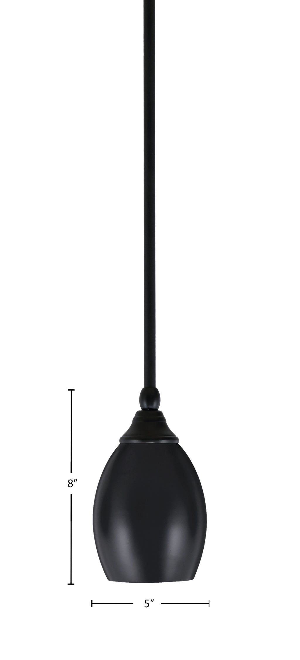 Any One Light Mini Pendant in Matte Black with 5" Matte Black Oval Metal Shade Shade