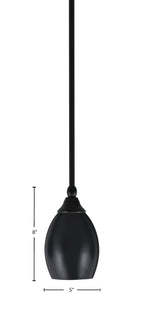 Any One Light Mini Pendant in Matte Black with 5" Matte Black Oval Metal Shade Shade