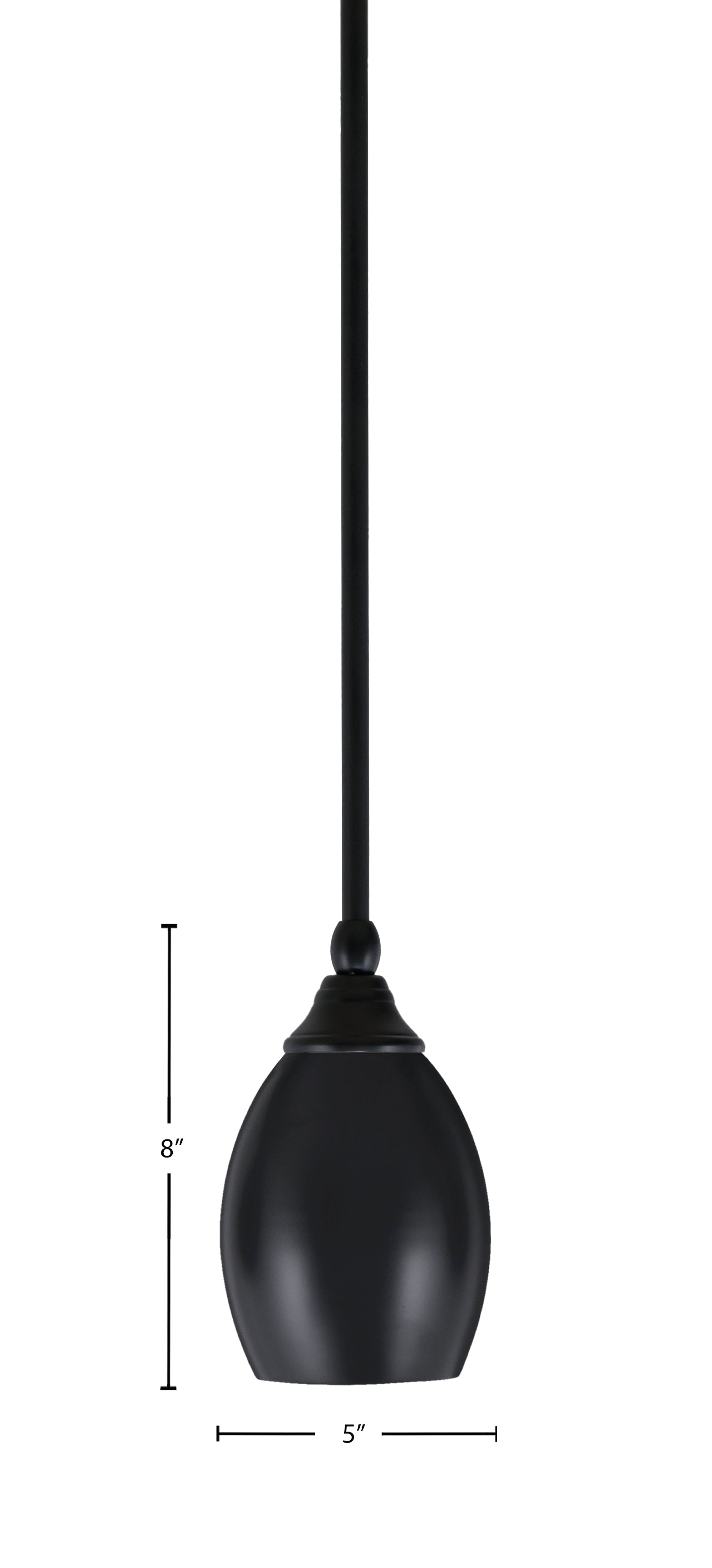 Any One Light Mini Pendant in Matte Black with 5" Matte Black Oval Metal Shade Shade