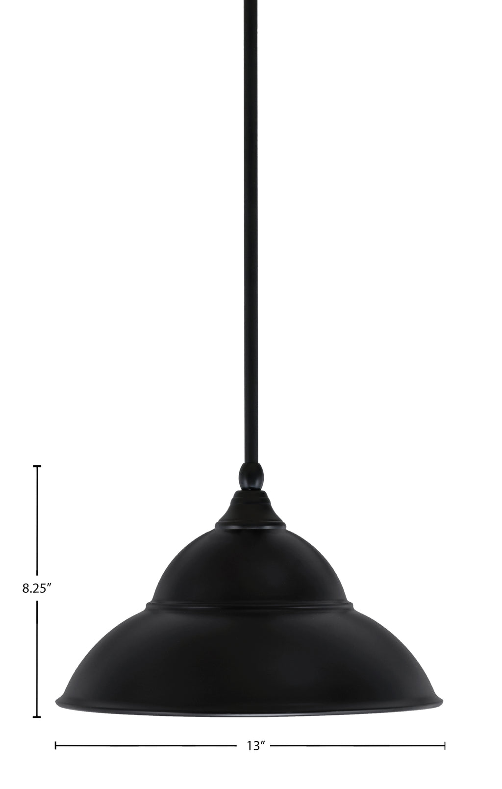 Any One Light Mini Pendant in Matte Black with 13" Matte Black Double Bubble Metal Shade Shade