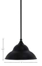 Any One Light Mini Pendant in Matte Black with 13" Matte Black Double Bubble Metal Shade Shade