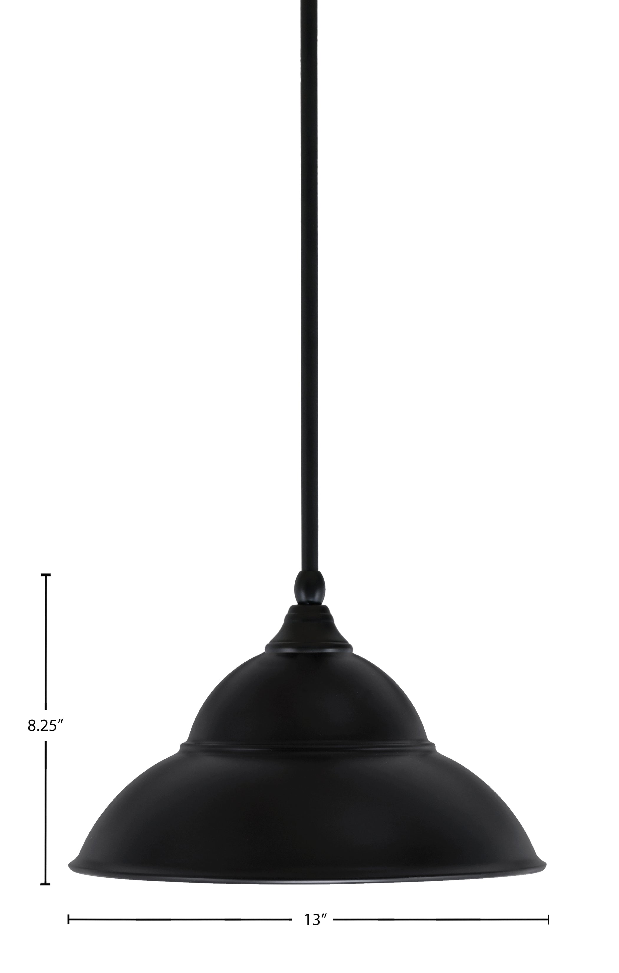 Any One Light Mini Pendant in Matte Black with 13" Matte Black Double Bubble Metal Shade Shade