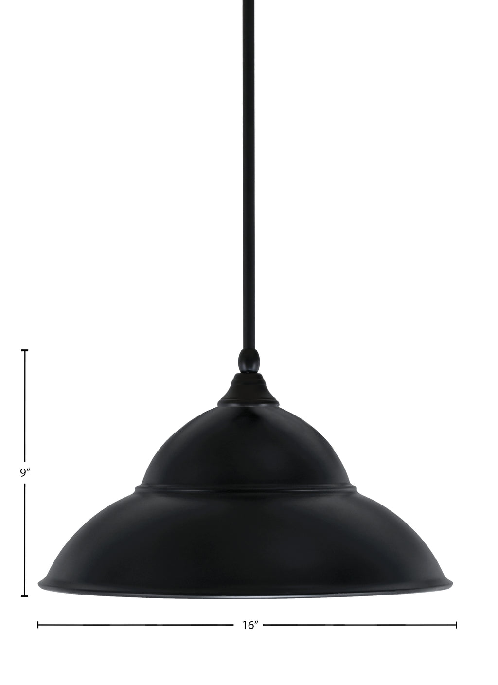 Any One Light Mini Pendant in Matte Black with 16" Matte Black Double Bubble Metal Shade Shade