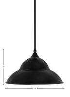 Any One Light Mini Pendant in Matte Black with 16" Matte Black Double Bubble Metal Shade Shade