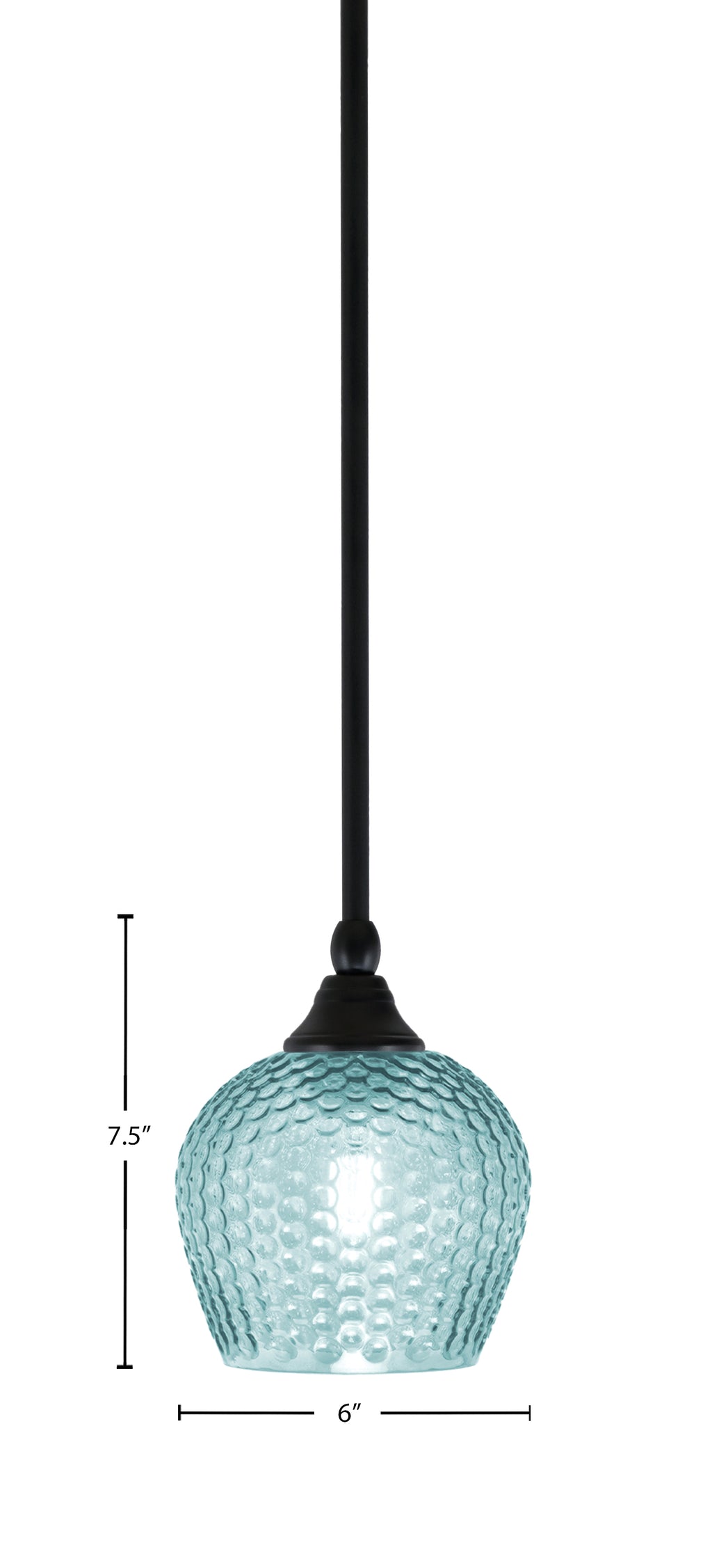 Stem One Light Mini Pendant in Matte Black with 6" Turquoise Textured Shade